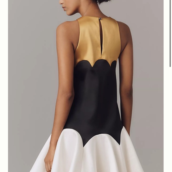 Maeve Anthropolgie Black and White Dress with Gold Accents - Picture 4 of 4